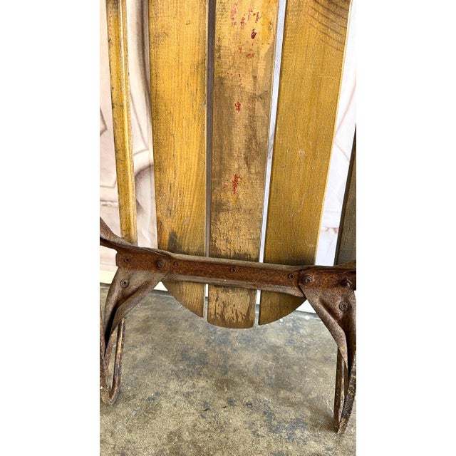 Antique American Wooden Sled With Original Red Graphics For Sale - Image 18 of 18