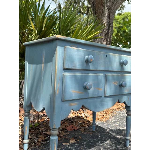 Coastal Vintage Lexington Painted Blue Accent Chest / Side Table With Three Drawers For Sale - Image 3 of 12