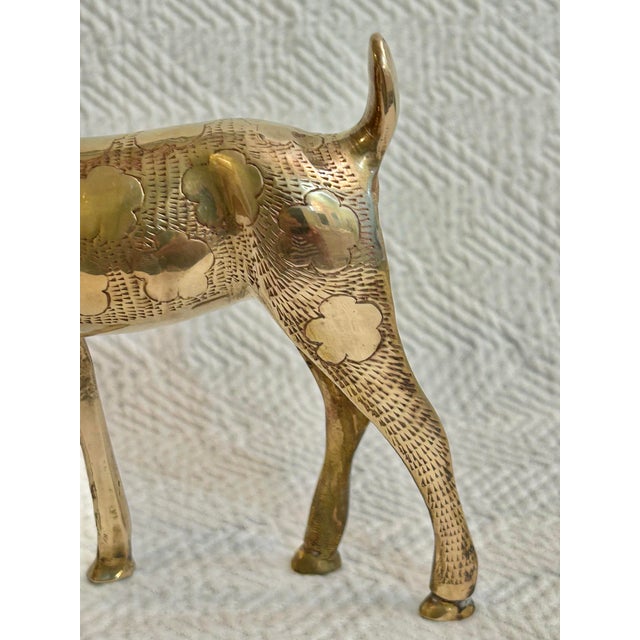 Mid 20th Century Cast Brass Reindeer Buck Candleholder For Sale - Image 9 of 10
