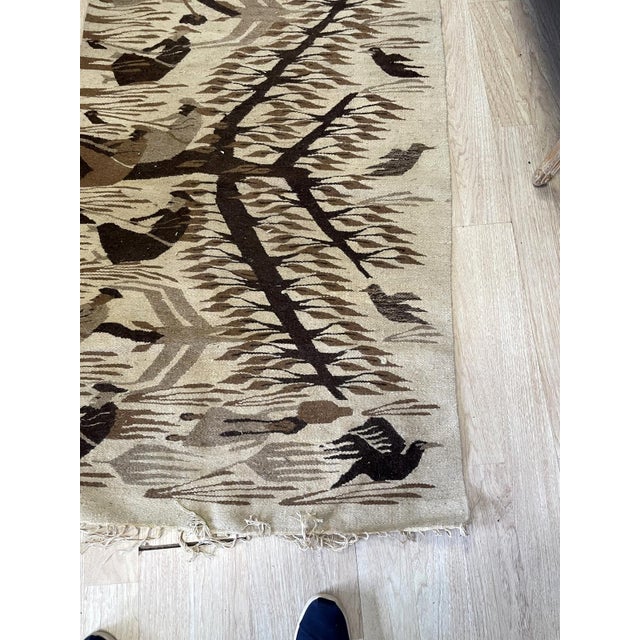 This exceptional 1940s-era Mexican flatweave (Kilim) is a testament to mid-century Zapotec textile artistry. Hand-spun and...