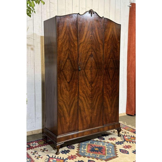English Walnut Wardrobe, 1930s For Sale - Image 4 of 18