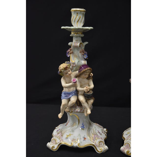 Meissen 4-Seasons Figural Candlesticks For Sale - Image 4 of 15