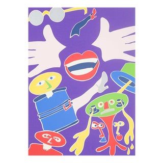 Tom Krøjer, Playful and Imaginative Composition, Color Lithograph on Paper, 1978 For Sale