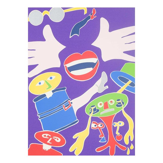 Tom Krøjer, Playful and Imaginative Composition, Color Lithograph on Paper, 1978 For Sale