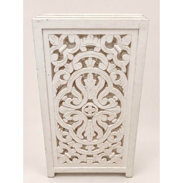 French Country Vintage Hand-Carved Solid Wood Folding Screen For Sale - Image 3 of 3