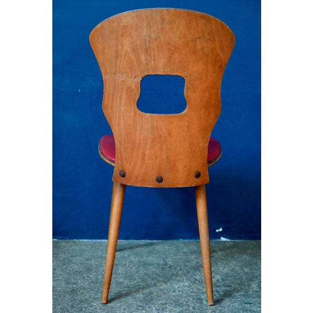 Vintage Retro Gentiane Bistro Chairs with Tapered Legs and Red Faux Leather from Baumann, 1960s, Set of 4 For Sale - Image 10 of 18