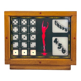 Vintage Casino Craps Gambling Teak Light Box Sign For Sale