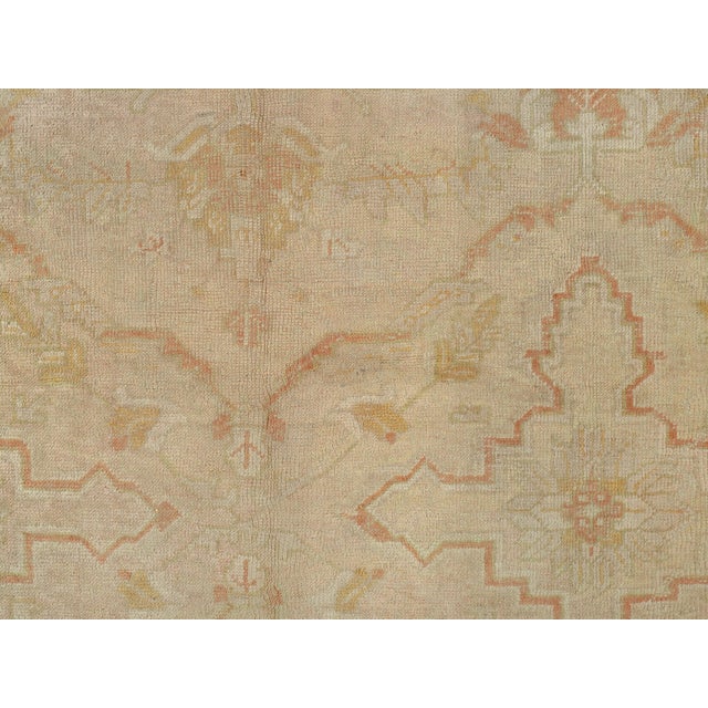 Antique Oushak Carpet, Handmade Turkish Oriental Rug, Beige, Taupe, Soft Shrimp For Sale - Image 9 of 18