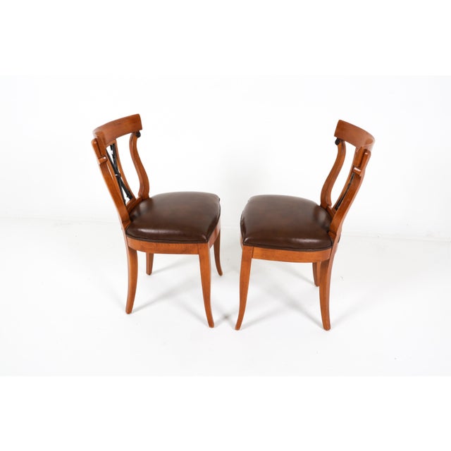 Neoclassical Vintage Neoclassical Style William Switzer Oak Side Chairs—A Pair For Sale - Image 3 of 12