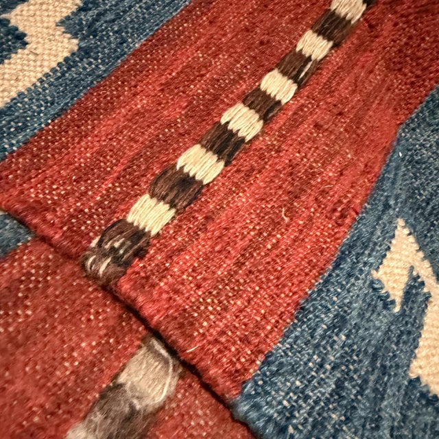 Cream Vintage Turkish Kilim Rug Flat-Weave Wool Carpet Geometric Motif 13 X 10 For Sale - Image 8 of 8