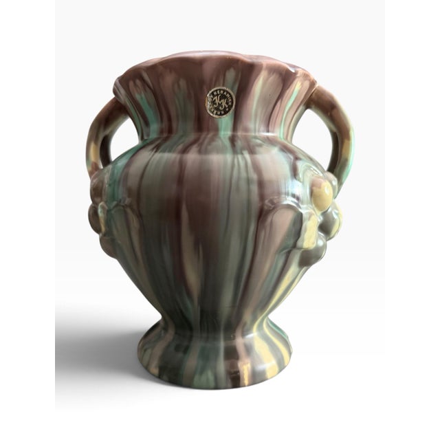 Ceramic Vintage Kråkerøy Keramikk Sculptural Fruit Motif Vase With Double Handles For Sale - Image 7 of 10
