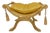 The Versailles Gold Leaf Vanity Bench – Yellow Damask Cushion & Handcrafted Elegance For Sale