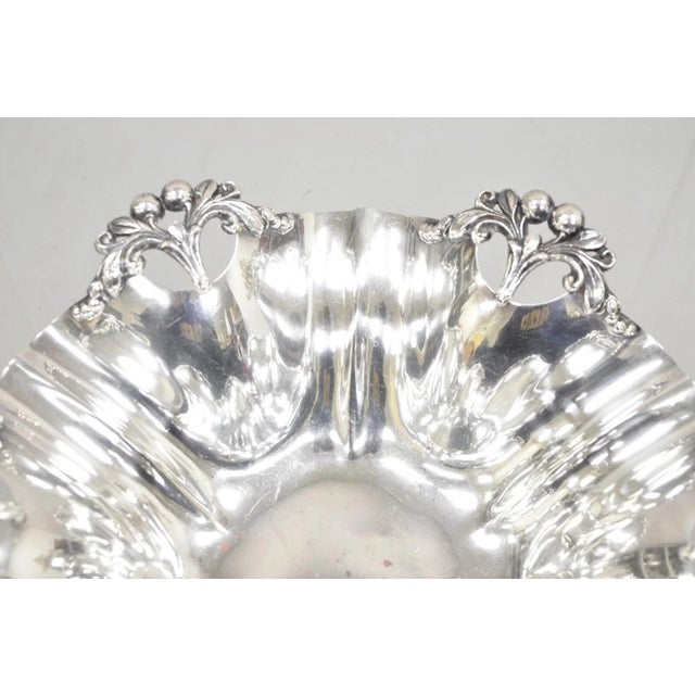 Vintage Victorian Silver Plated Handkerchief Candy Dish Fruit Bowl Berry Design For Sale - Image 4 of 11