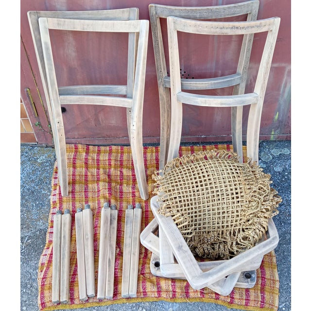 Raffia Woven Dining Chairs by Jan Vaněk for P.M.B., 1930s, Set of 4 For Sale - Image 10 of 18