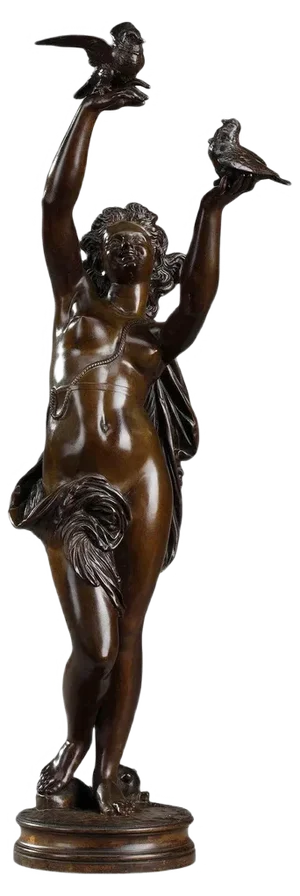 Bronze Femme Aux Colombes Sculpture by Charles-Alphonse Gumery