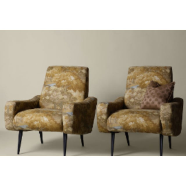 Set of 2, the chairs shown are iconic Italian mid-century modern "Lady" style armchairs originally designed by Marco...