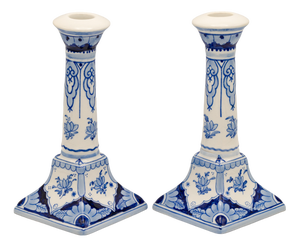 Hand-Painted Candlesticks from Royal Delft, Set of 2