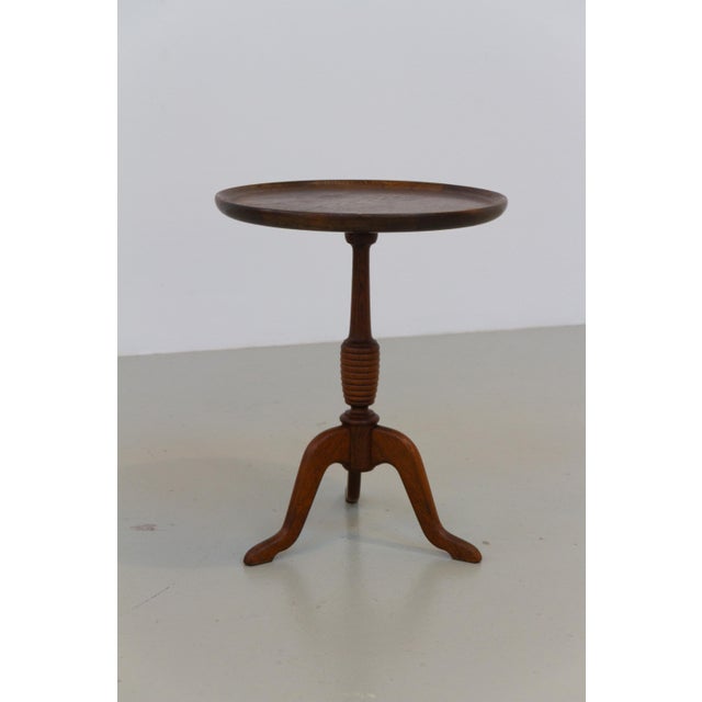 Brown Danish Round Tripod Side Table in Stained Oak by Anton Kildeberg, 1960s For Sale - Image 8 of 18