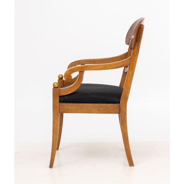 Wood Henredon Furniture Neoclassical Style Burl Maple Armchair For Sale - Image 7 of 9