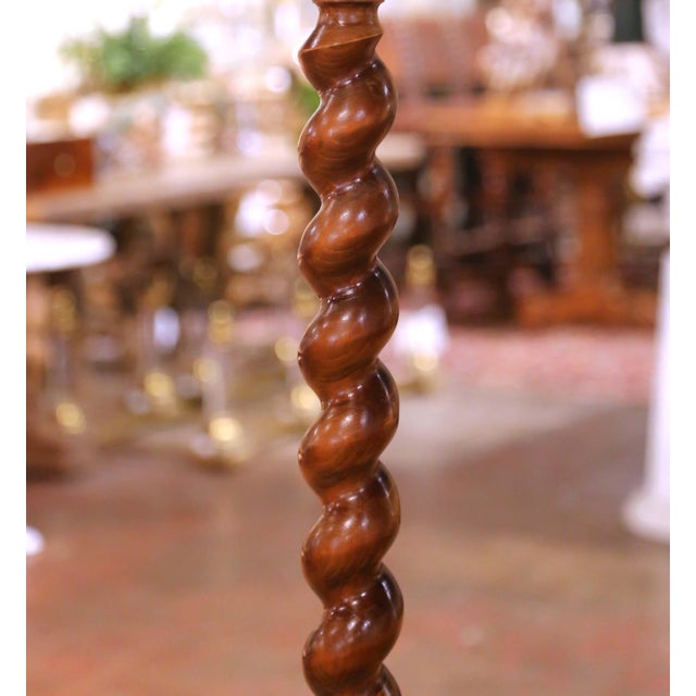 Brass Early 20th C French Louis XIII Walnut Barley Twist Floor Lamp With Table For Sale - Image 8 of 10