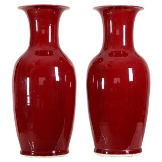Large Sang-De-Boeuf Glazed Vases, Early 20th Century, Set of 2 For Sale