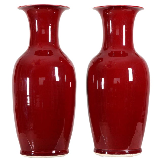 Large Sang-De-Boeuf Glazed Vases, Early 20th Century, Set of 2 For Sale