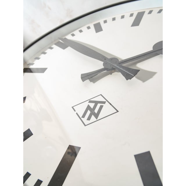 Industrial Large Station Wall Clock from Telenorma, Germany, 1950s For Sale - Image 3 of 15
