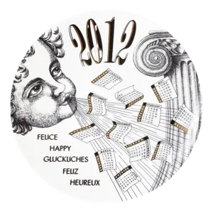 Italian Postmodern Ceramic Wall Calendar Plate by Fornasetti, 2012