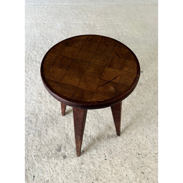 Reconstruction Marquetry Inlay Stool, France, 1940s For Sale - Image 9 of 13