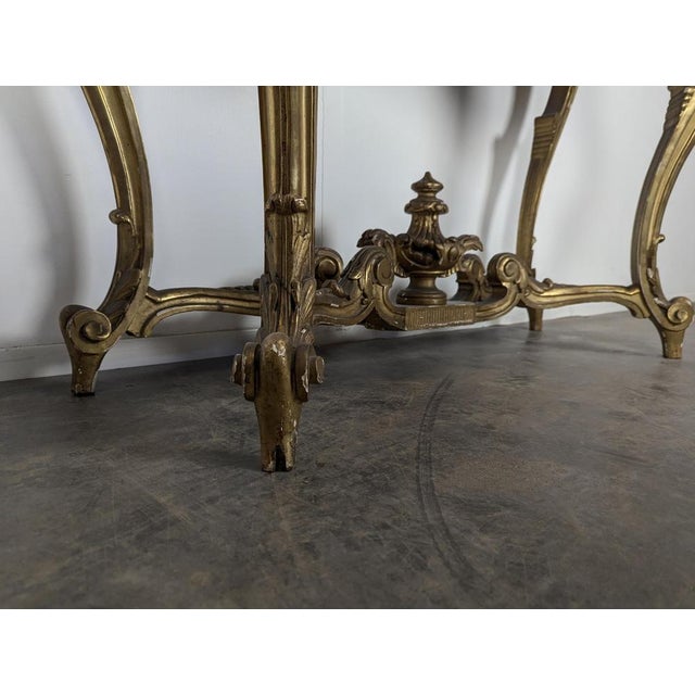 Napoleon III Gilded Wood Console Table For Sale - Image 5 of 7