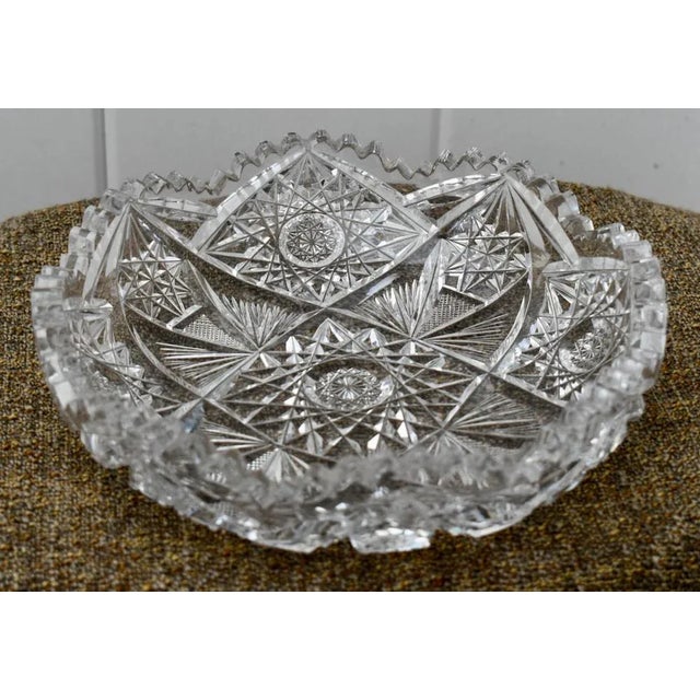 Vintage Heavy Billant Cut Glass Round Bowl For Sale - Image 10 of 12