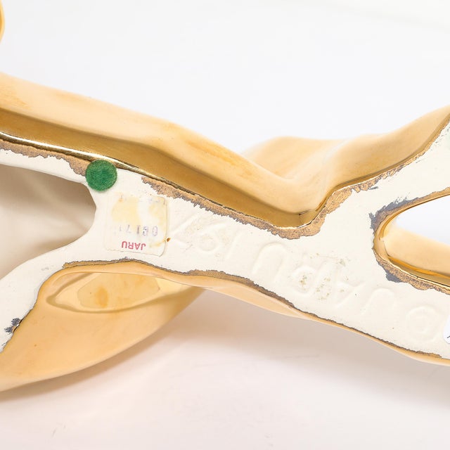 Mid-Century Gold-Plated Ceramic Sculpture of a Reclining Man Signed Jaru For Sale - Image 14 of 14