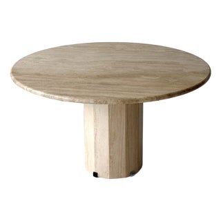 Vintage Travertine Circle Table by Stone International For Sale