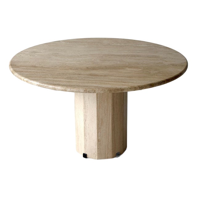 Vintage Travertine Circle Table by Stone International For Sale