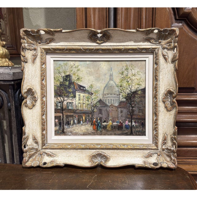 Mid 20th Century Mid-Century French Montmartre and Sacré-Cœur Oil Painting Signed v. Lebot For Sale - Image 5 of 9