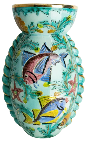 Mid-Century French Cerdazur Monaco Ceramic Vase with Sea Decoration, 1970s