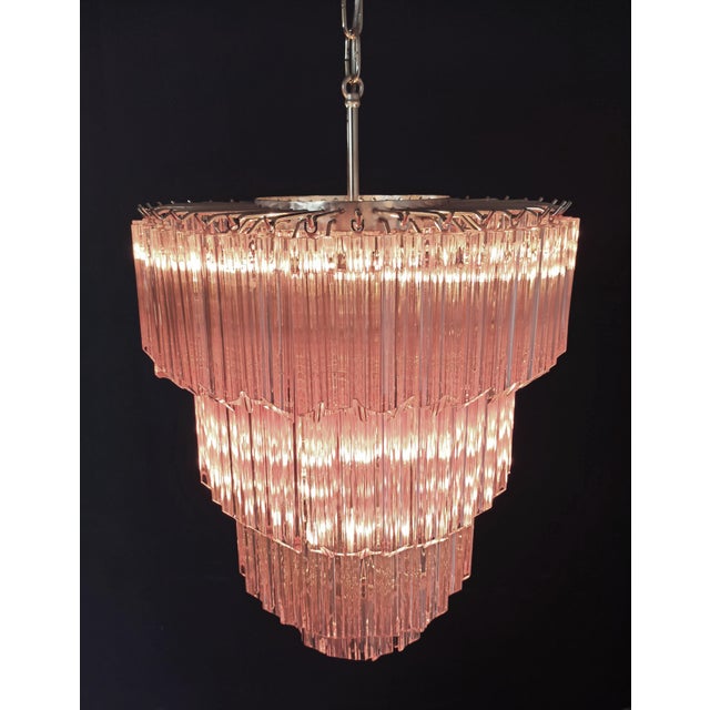 Murano Glass Chandelier with 112 Pink Quadriedri, 1990s For Sale - Image 17 of 18