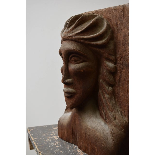 Vintage Expressive Hand-Carved Bust, Circa 1970s For Sale - Image 11 of 16