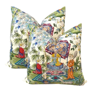 South Asian Chinoiserie Down PIllows - a Pair