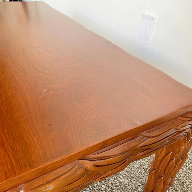 Wood Hand Carved Wooden Leaves Square Coffee Table For Sale - Image 7 of 12