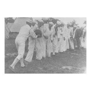 1918 Sailors Exercising With Medicine Ball Antique Photograph