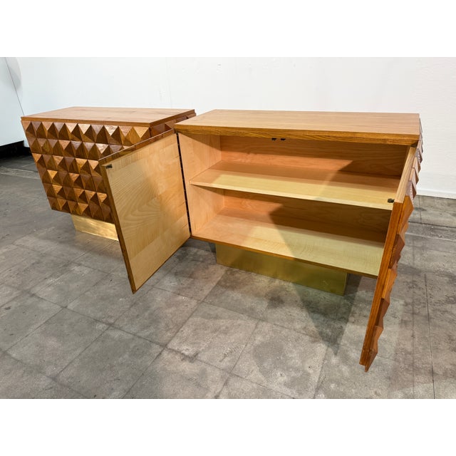 Pair of Geometric Wood Cabinets, Mid-20th Century For Sale In Los Angeles - Image 6 of 7