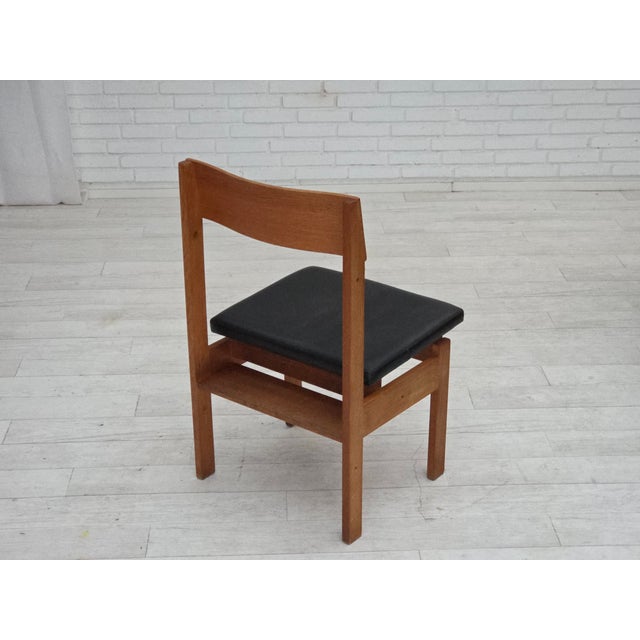 Vintage Danish Church Chairs in Leather and Oak, 1960s, Set of 3 For Sale - Image 11 of 18