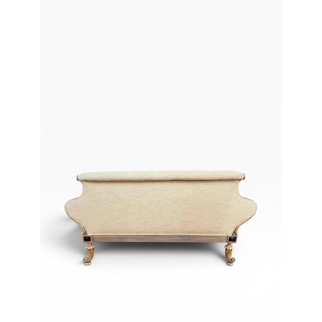Vintage Carved Wood Settee With Gold Leaf Accents and Textured Upholstery For Sale In Boston - Image 6 of 11