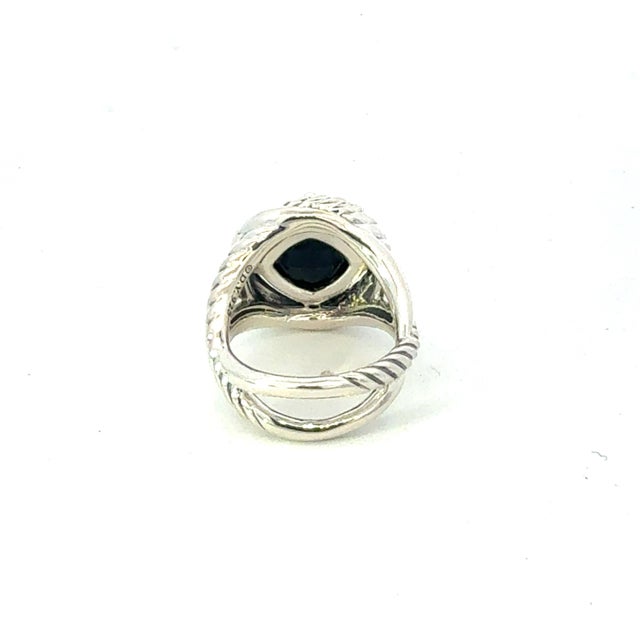 1990s David Yurman Onyx Infinity Ring Size 7, 11 mm Sterling Silver Estate For Sale - Image 4 of 5