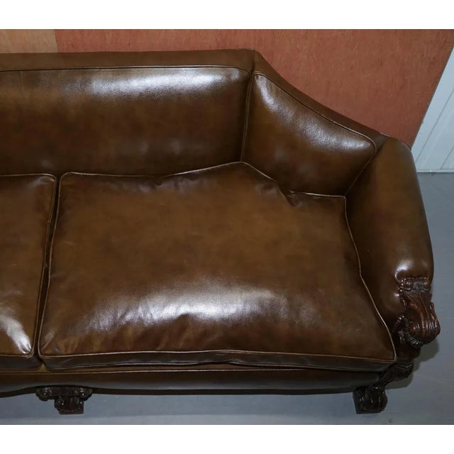 Brown Leather and Carved Frame Sofa, 1810s For Sale - Image 13 of 18