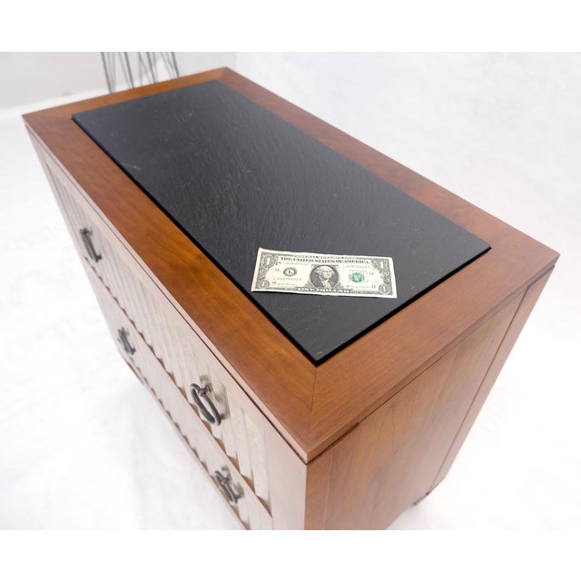 Baker Slate Top Silver Leaf Scallop Front Two Drawers Night Stand End Table MINT For Sale - Image 16 of 16