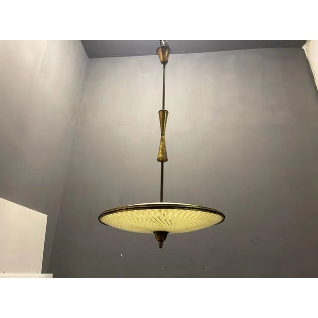 Vintage Bronze & Glass Light Pendant Light, 1950s For Sale - Image 11 of 11