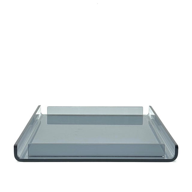 Plastic Sleek Cool Grey Lucite Serving Trays For Sale - Image 7 of 13