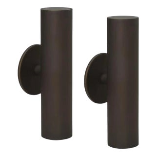 Pair of Crescent Led Wall Sconces in Matte Bronze For Sale